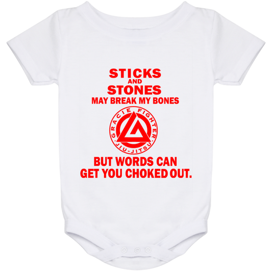 Artichoke Fight Gear Custom Design #19. Sticks and Stones. Baby Onesie 24 Month