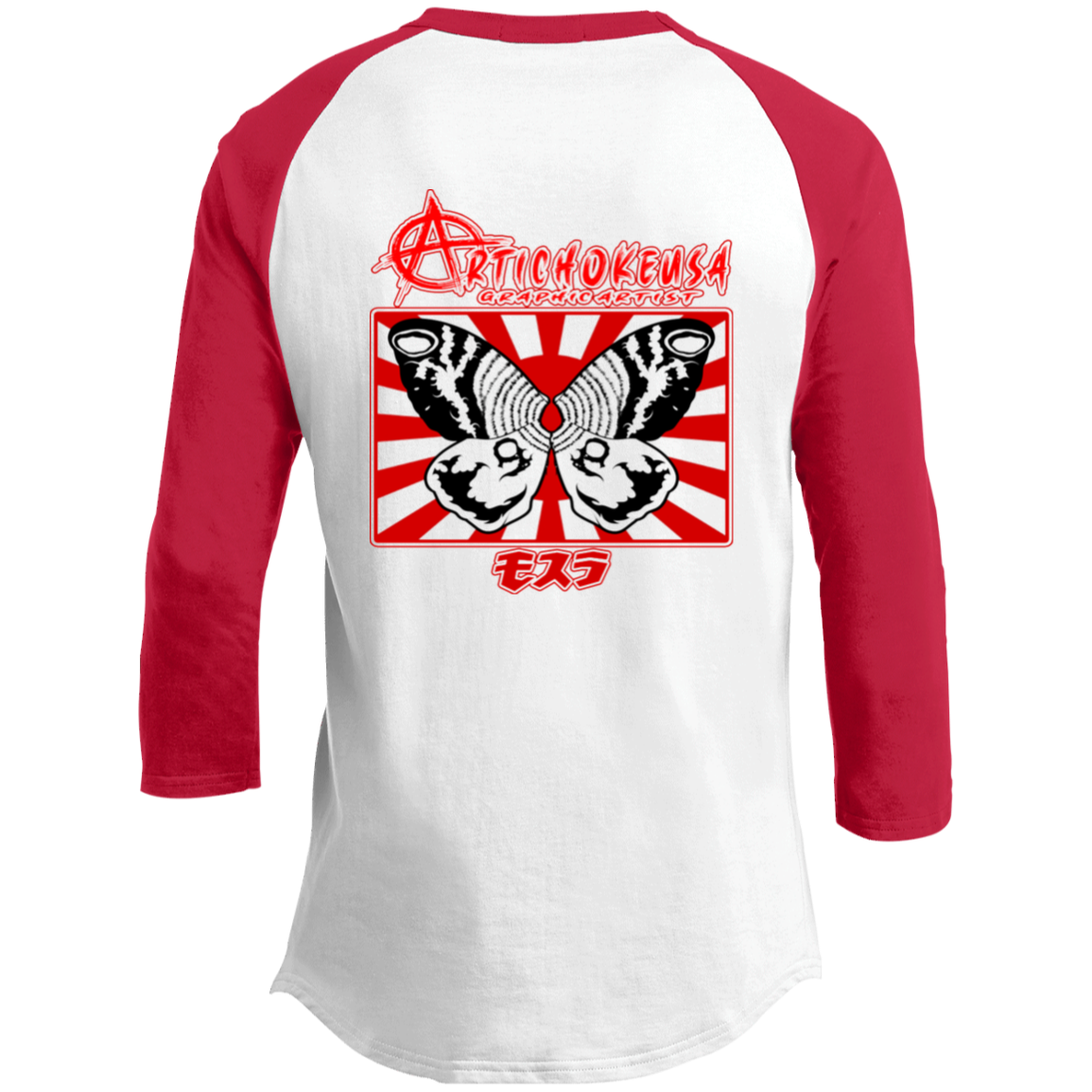ArtichokeUSA Character and Font design. Shobijin (Twins)/Mothra Fan Art . Let's Create Your Own Design Today. Youth 3/4 Raglan Sleeve Shirt