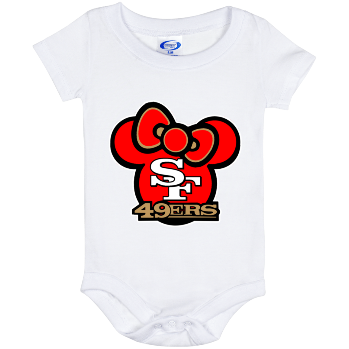 ArtichokeUSA Custom Design #51. Hello 49ers. SF 49ers/Hello Kitty Parody. TV Sports.  Baby Onesie 6 Month
