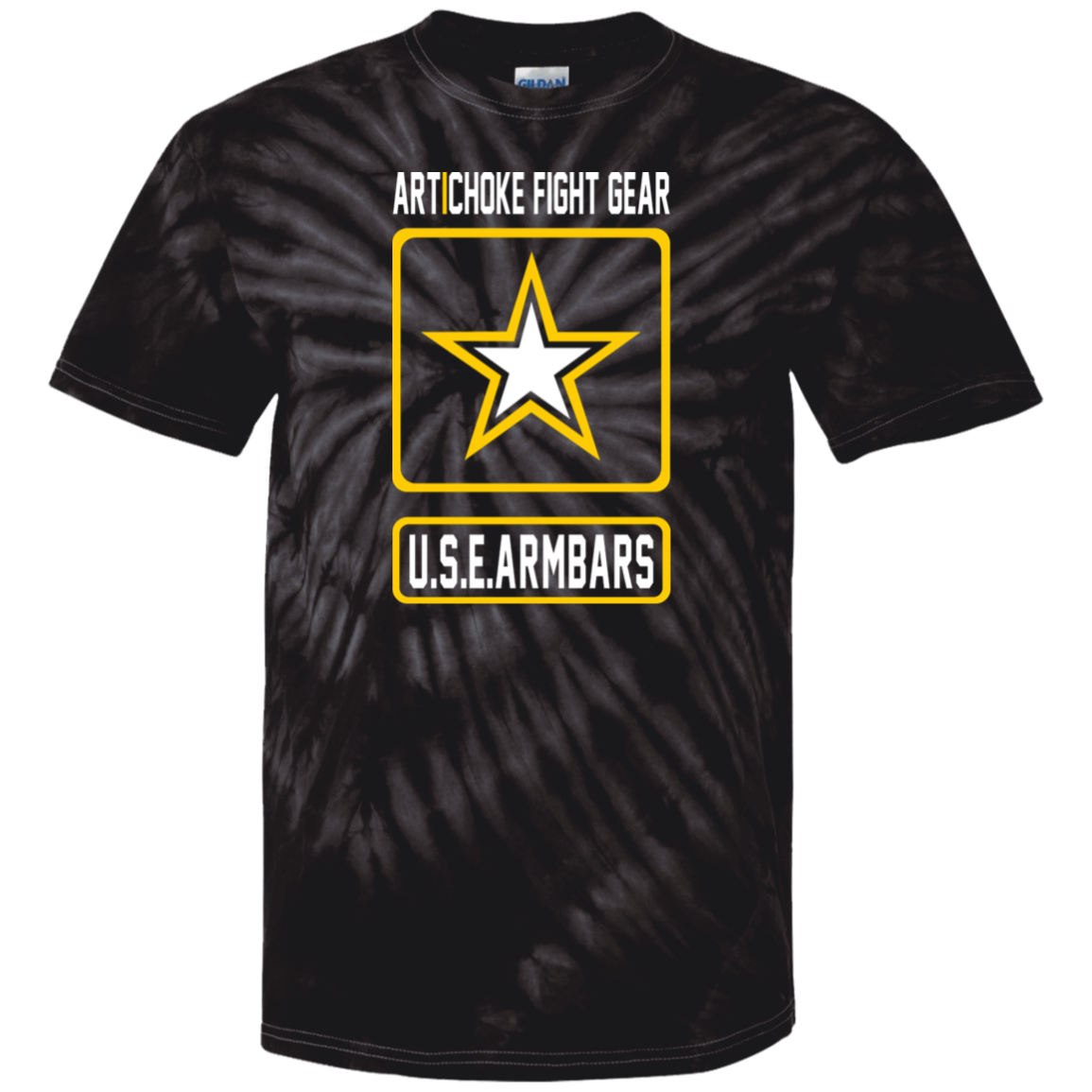 Artichoke Fight Gear Custom Design #2. USE ARMBARS. 100% Cotton Tie Dye T-Shirt