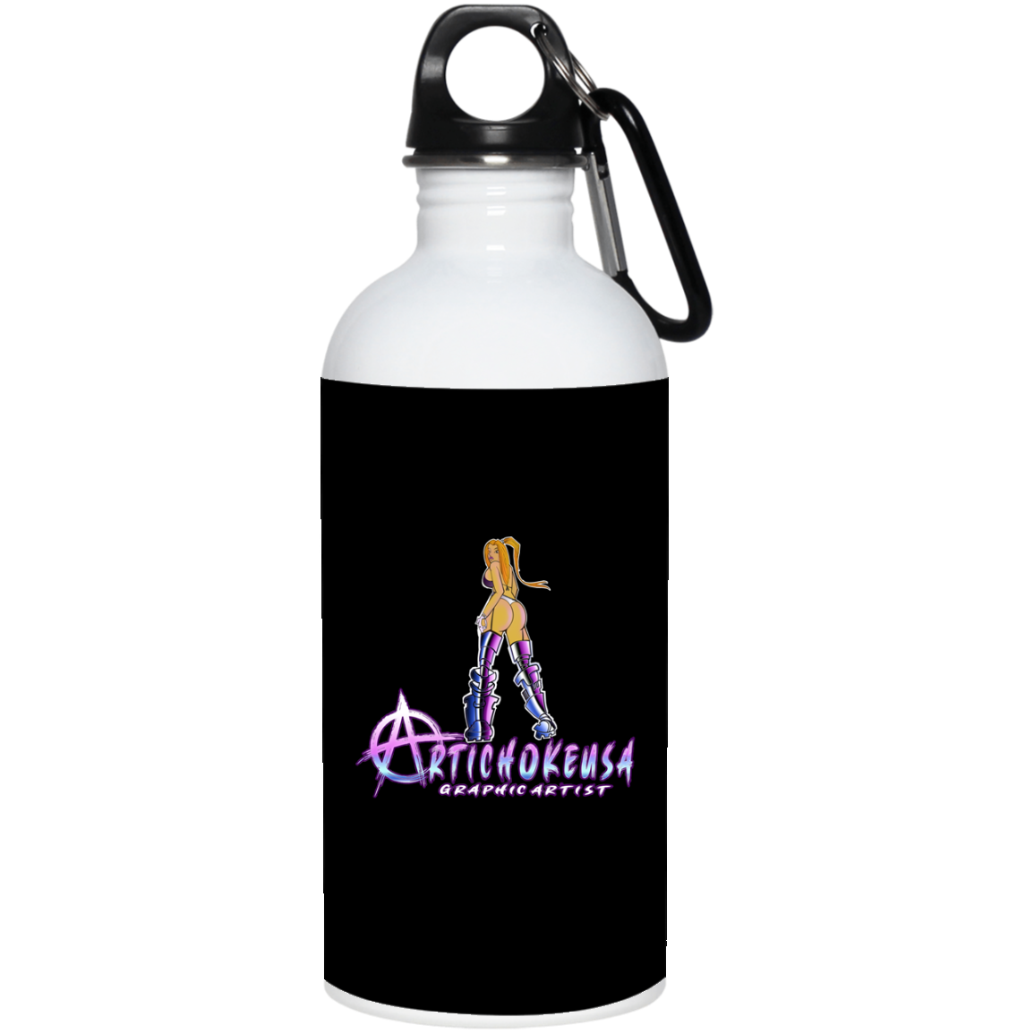 ArtichokeUSA Character and Font design. Let's Create Your Own Team Design Today. Dama de Croma. 20 oz. Stainless Steel Water Bottle