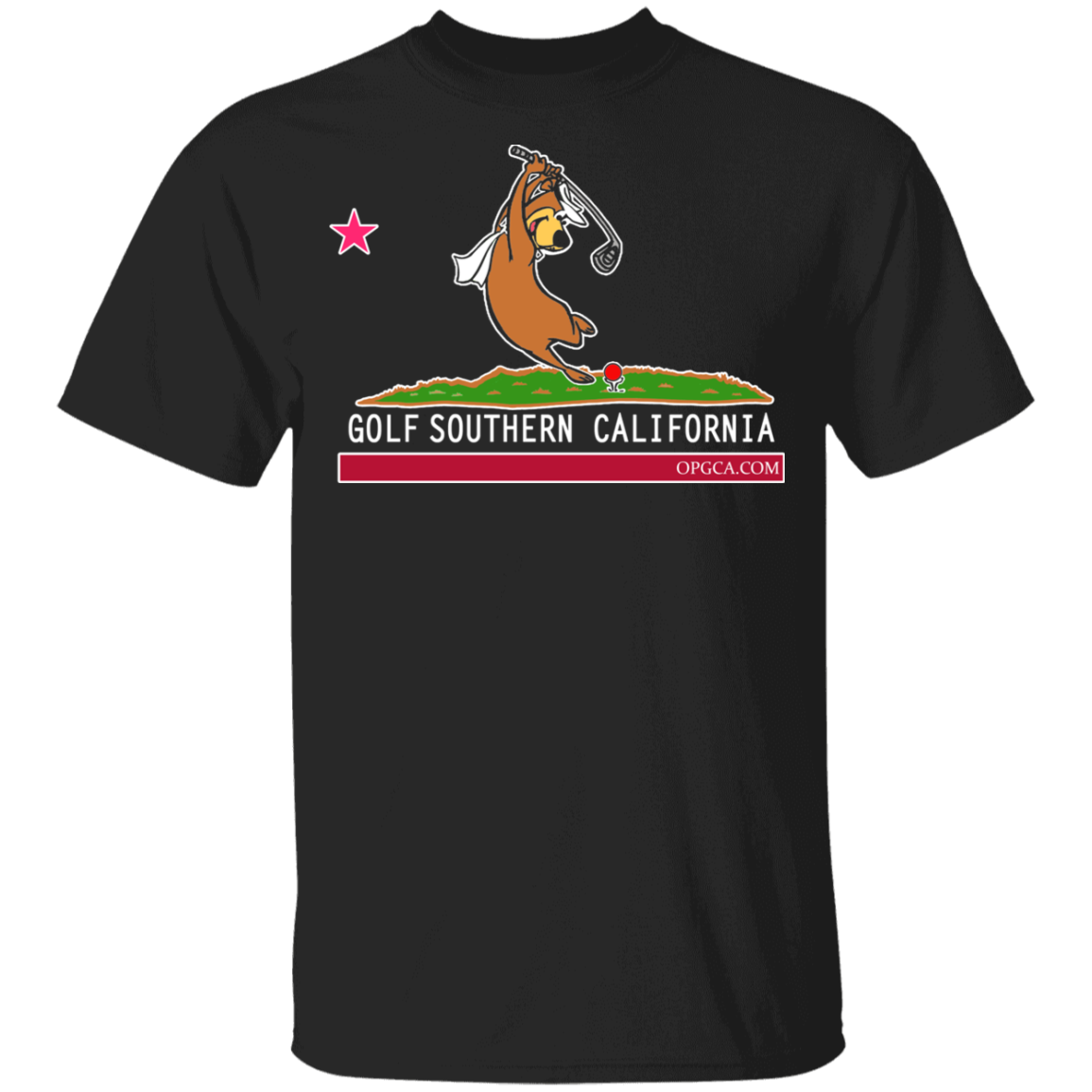 OPG Custom Design #15. Golf Southern California with Yogi Bear Fan Art. Youth 100% Cotton T-Shirt
