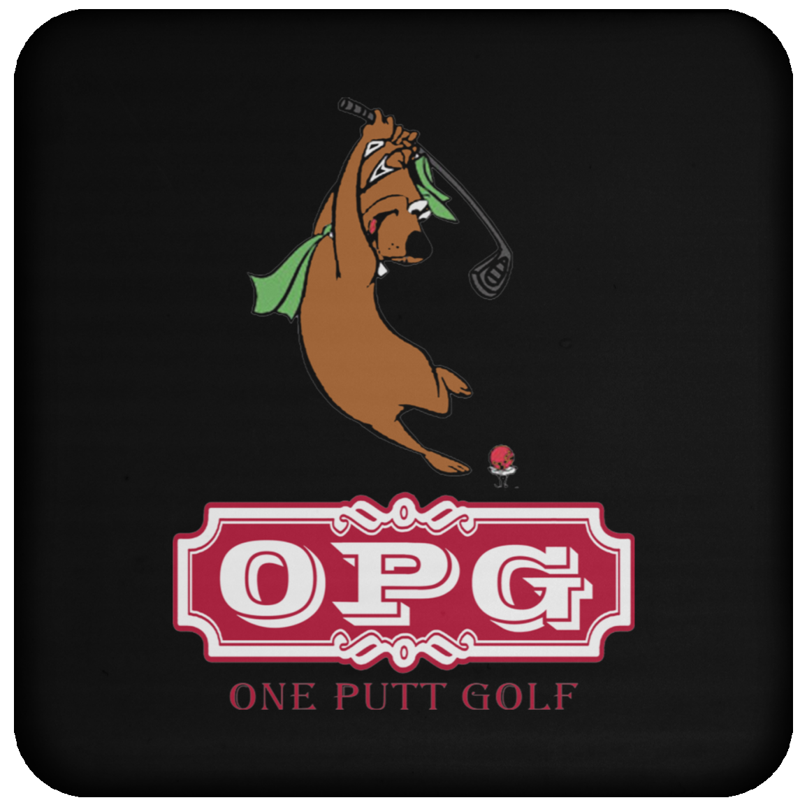 OPG Custom Design #9. Golf Southern California. California State Flag / Yogi Bear Playing Golf Parody. Coaster