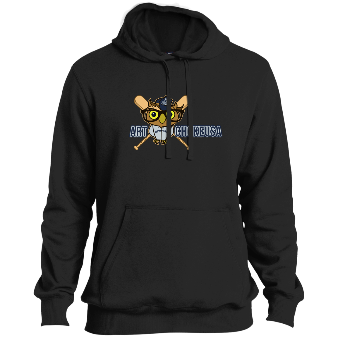 ArtichokeUSA Character and Font design. New York Owl. NY Yankees Fan Art. Let's Create Your Own Team Design Today. Tall Pullover Hoodie