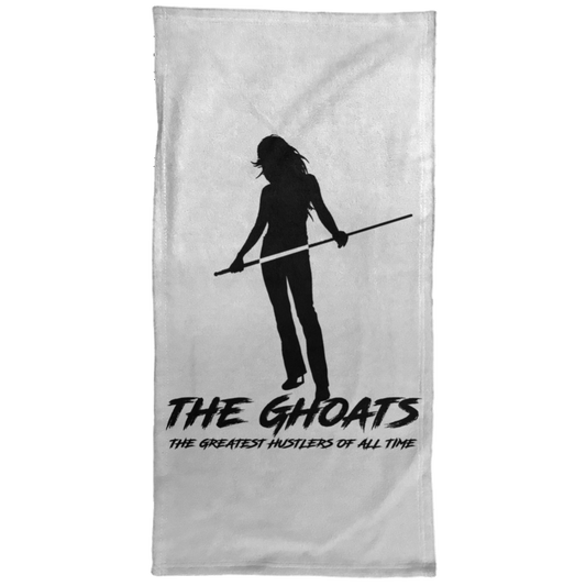The GHOATS custom design #36. Shark Sighted. Female Pool Shark. Shoot At Your Own Risk. Pool / Billiards. Hand Towel - 15x30