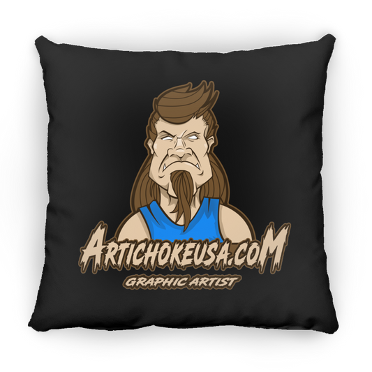 ArtichokeUSA Character and Font design. Let's Create Your Own Team Design Today. Mullet Mike. Large Square Pillow