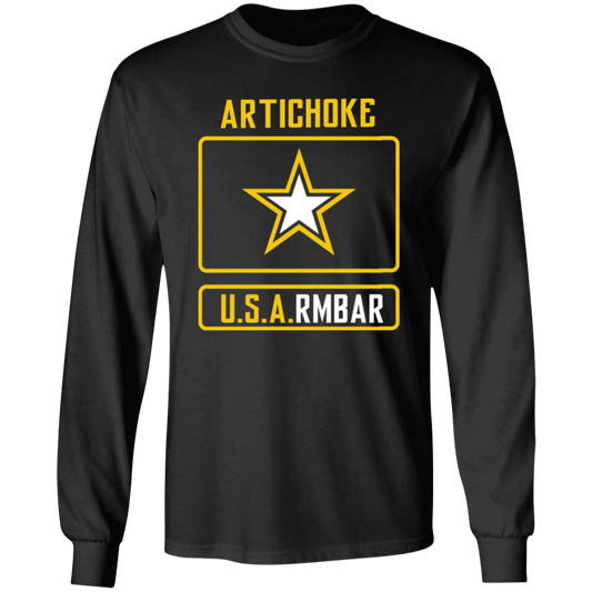 ArtichokeUSA Custom Design #54. Artichoke USArmbar. US Army Parody. 100% Cotton Long Sleeve T-Shirt