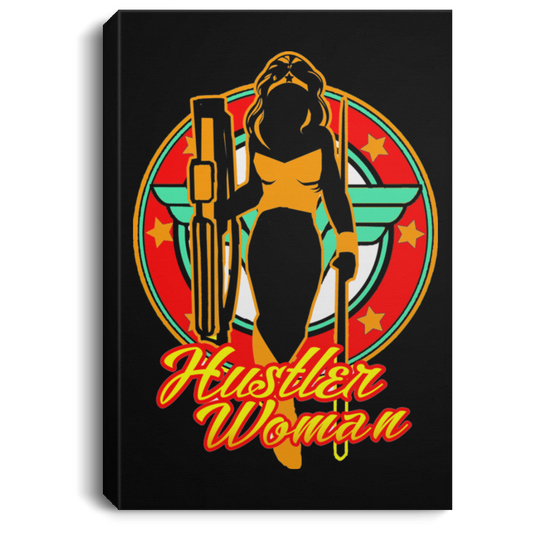 The GHOATS custom design #15. Hustler Woman. Wonder Woman Fan Art Parody. Pool Billiards.  Portrait Canvas .75in Frame