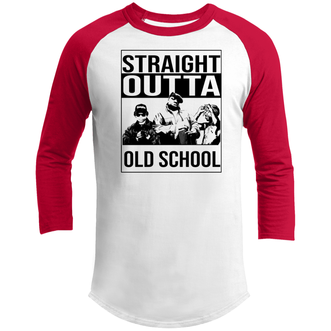 ArtichokeUSA Custom Design. Straight Outta Old School. The GOATs of Rap. Fan Art. 3/4 Raglan Sleeve Shirt
