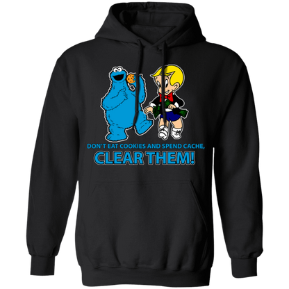ArtichokeUSA Custom Design. Don't Eat Cookies And Spend Cache! Delete Them! Cookie Monster and Richie Rich Fan Art/Parody. Basic Pullover Hoodie