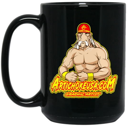 ArtichokeUSA Character and Font Design. Let’s Create Your Own Design Today. Fan Art. The Hulkster. 15 oz. Black Mug