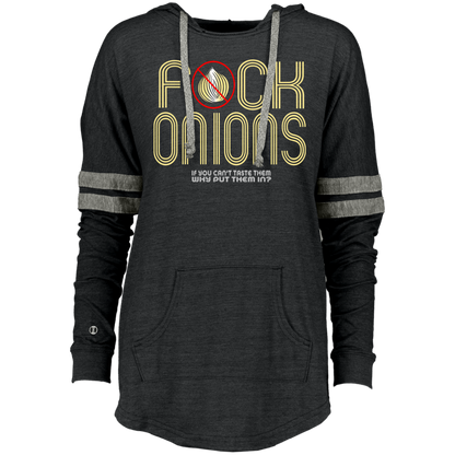 ArtichokeUSA Custom Design. Fuck Onions. Ladies Hooded Low Key Pullover