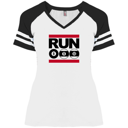 The GHOATS Custom Design. #29 run 8 9 10 ball. Ladies' Game V-Neck T-Shirt