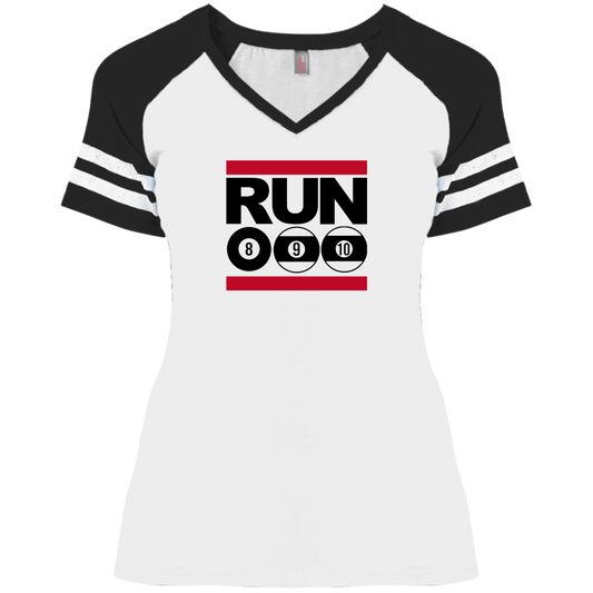 The GHOATS Custom Design. #29 run 8 9 10 ball. Ladies' Game V-Neck T-Shirt