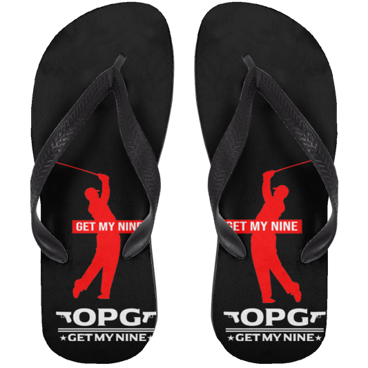 OPG Custom Design #16. Get My Nine. Male Version. Adult Flip Flops