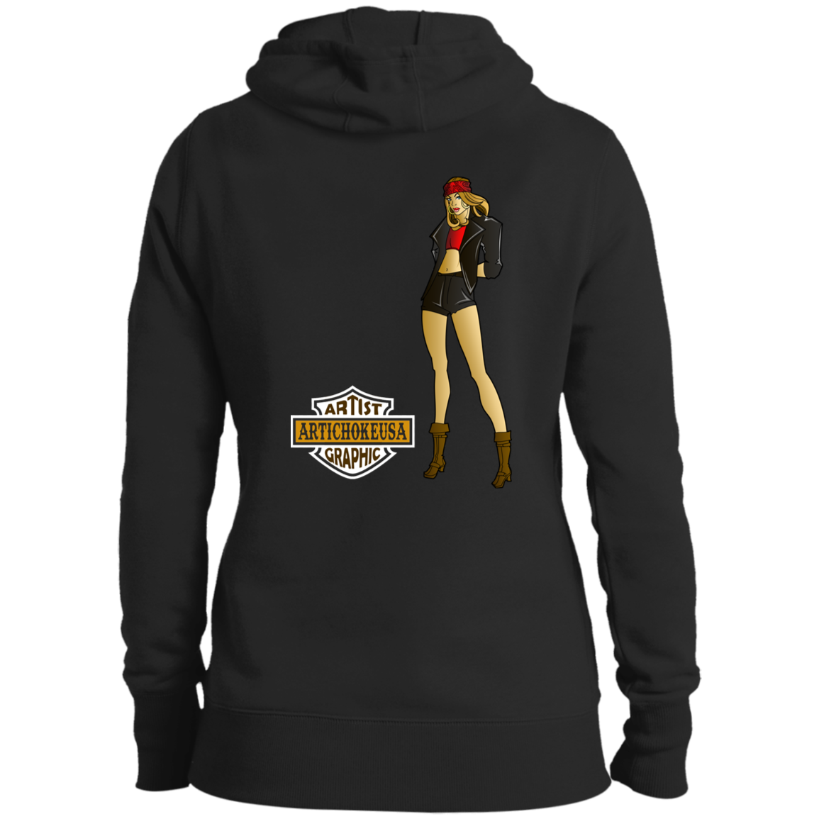 ArtichokeUSA Custom Design. Façade: (Noun) A false appearance that makes someone or something seem more pleasant or better than they really are.  Ladies' Pullover Hooded Sweatshirt