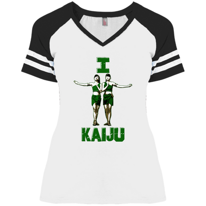 ArtichokeUSA Custom Design. I Heart Kaiju. Fan Art. Ladies' Game V-Neck T-Shirt