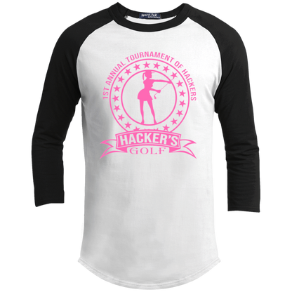 ZZZ#20 OPG Custom Design. 1st Annual Hackers Golf Tournament. Ladies Edition. Youth 3/4 Raglan Sleeve Shirt
