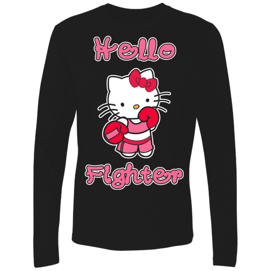 Artichoke Fight Gear Custom Design #13. Hello Fighter. Hello Kitty Parody Fan Art. MMA. Men's 100% combed ring-spun cotton long sleeve