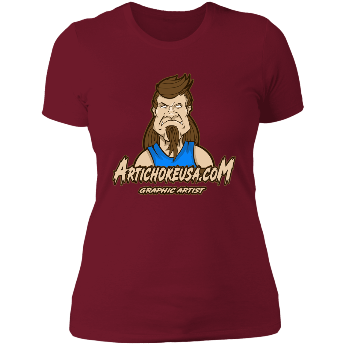 ArtichokeUSA Character and Font design. Let's Create Your Own Team Design Today. Mullet Mike. Ladies' Boyfriend T-Shirt