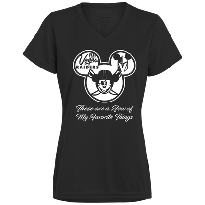 ArtichokeUSA Custom Design. Las Vegas Raiders & Mickey Mouse Mash Up. Fan Art. Parody. Ladies’ Moisture-Wicking V-Neck Tee