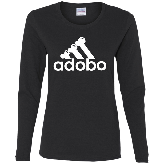 ArtichokeUSA Custom Design. Adobo. Adidas Parody. Ladies' Cotton LS T-Shirt