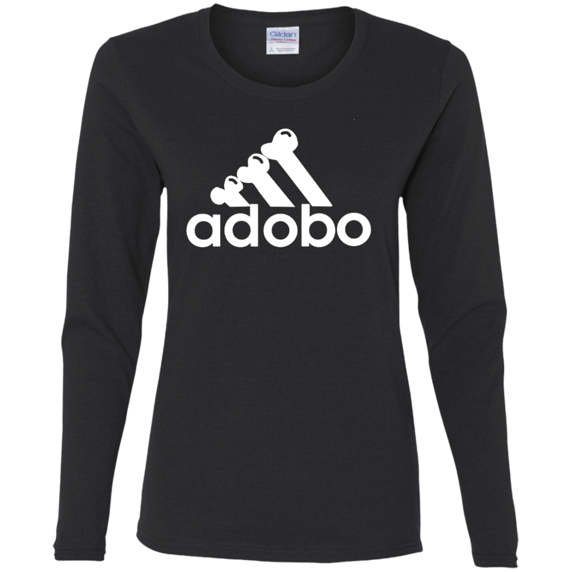 ArtichokeUSA Custom Design. Adobo. Adidas Parody. Ladies' Cotton LS T-Shirt