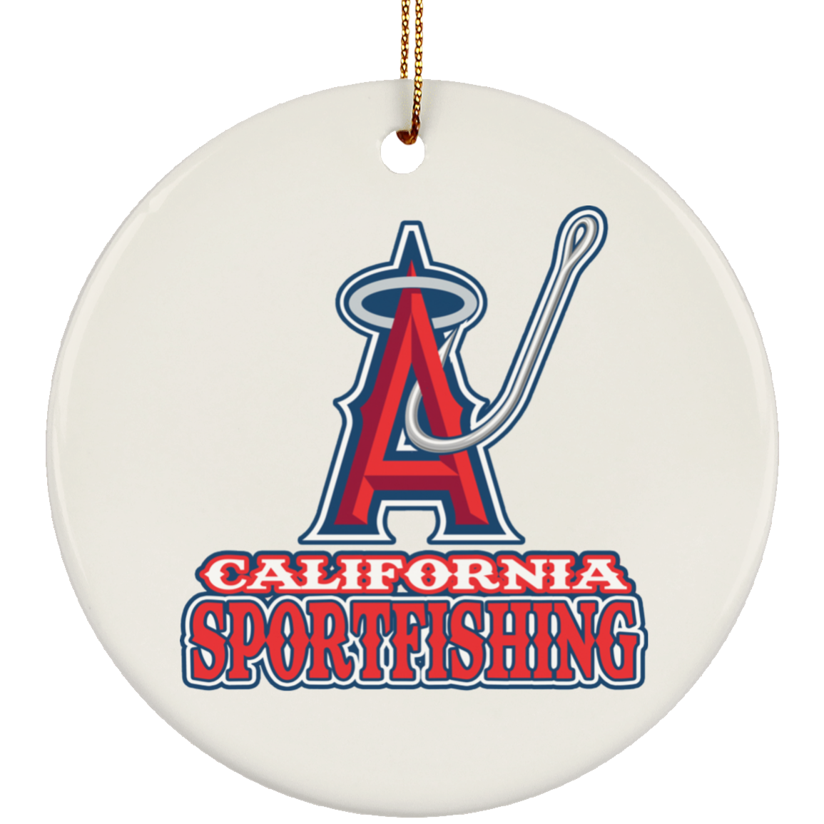ArtichokeUSA Custom Design. Anglers. Southern California Sports Fishing. Los Angeles Angels Parody. Ceramic Circle Ornament