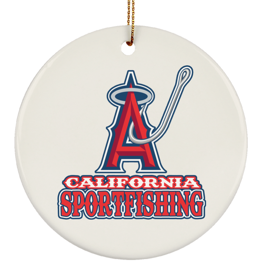 ArtichokeUSA Custom Design. Anglers. Southern California Sports Fishing. Los Angeles Angels Parody. Ceramic Circle Ornament