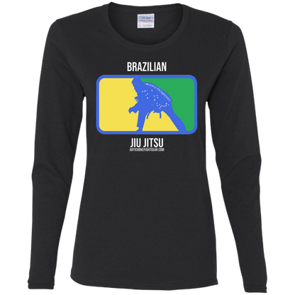 Artichoke Fight Gear Custom Design #13. BJJ, The New National Pastime. Ladies' 100% Pre-Shrunk Cotton Long Sleeve