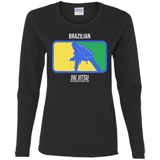 Artichoke Fight Gear Custom Design #13. BJJ, The New National Pastime. Ladies' 100% Pre-Shrunk Cotton Long Sleeve