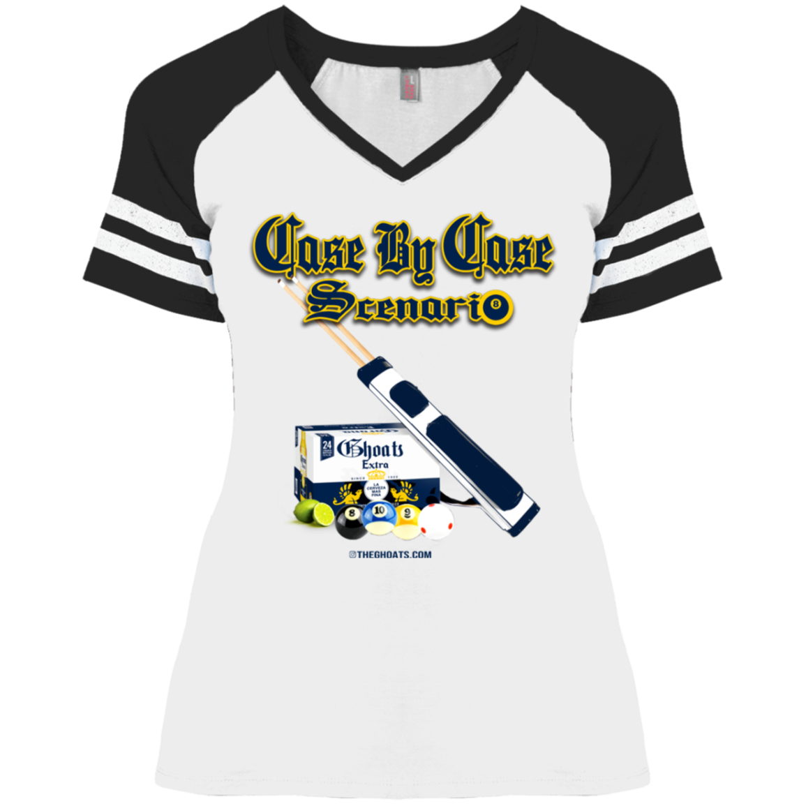 The GHOATS Custom Design. #6 Case by Case Scenario. Ladies' Game V-Neck T-Shirt