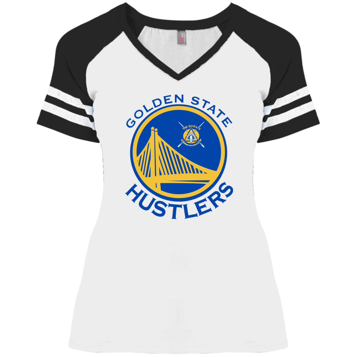 The GHOATS Custom Design. #12 GOLDEN STATE HUSTLERS.	Ladies' Game V-Neck T-Shirt