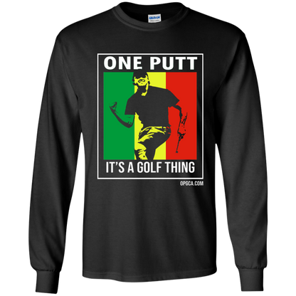 OPG Custom Design #22. One Putt / One Love Parody with Fan Art. Male Edition. Youth 100% Cotton LS T-Shirt