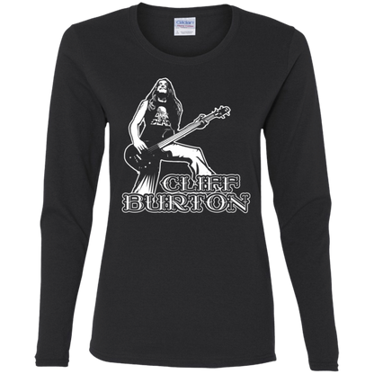 ArtichokeUSA Custom Design. Cliff Burton Tribute. Ladies' 100% Cotton Long Sleeve T-Shirt