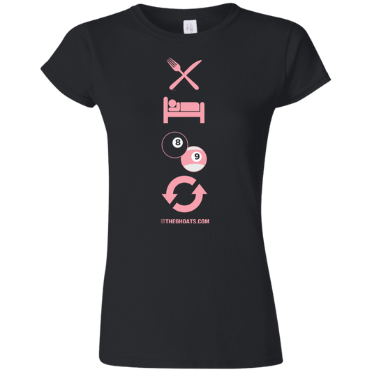 The GHOATS custom design #8. Eat. Sleep. Pool. Repeat. Pool / Billiards. Ultra Soft Style Ladies' T-Shirt