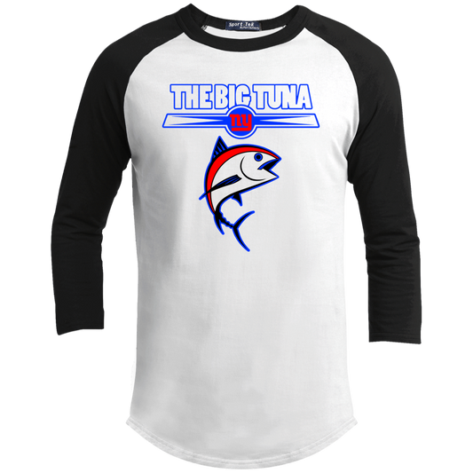 ArtichokeUSA Custom Design. The Big Tuna. Bill Parcell Tribute. NY Giants Fan Art. Youth 3/4 Raglan Sleeve Shirt