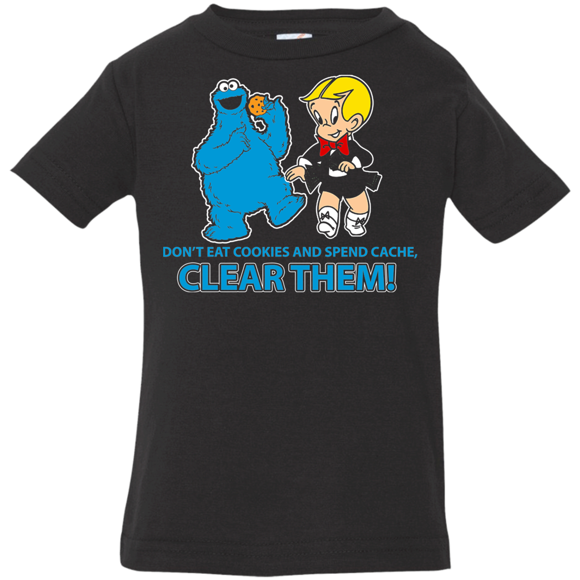 ArtichokeUSA Custom Design. Don't Eat Cookies And Spend Cache! Delete Them! Cookie Monster and Richie Rich Fan Art/Parody. Infant Jersey T-Shirt