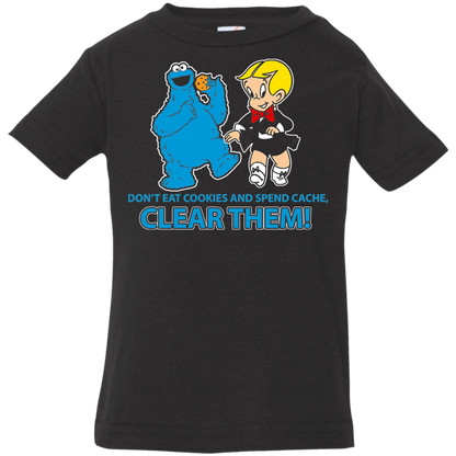 ArtichokeUSA Custom Design. Don't Eat Cookies And Spend Cache! Delete Them! Cookie Monster and Richie Rich Fan Art/Parody. Infant Jersey T-Shirt