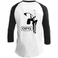 OPG Custom Design #10. Lady on Front / Flag Pole Dancer On Back. Youth 3/4 Raglan Sleeve Shirt