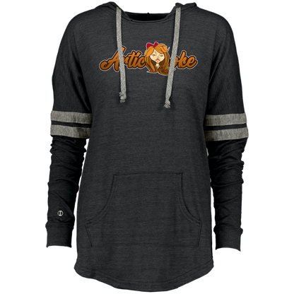 ZZ#21 Characters and Fonts. Aubrey. A show case of my characters and font styles. Ladies Hooded Low Key Pullover