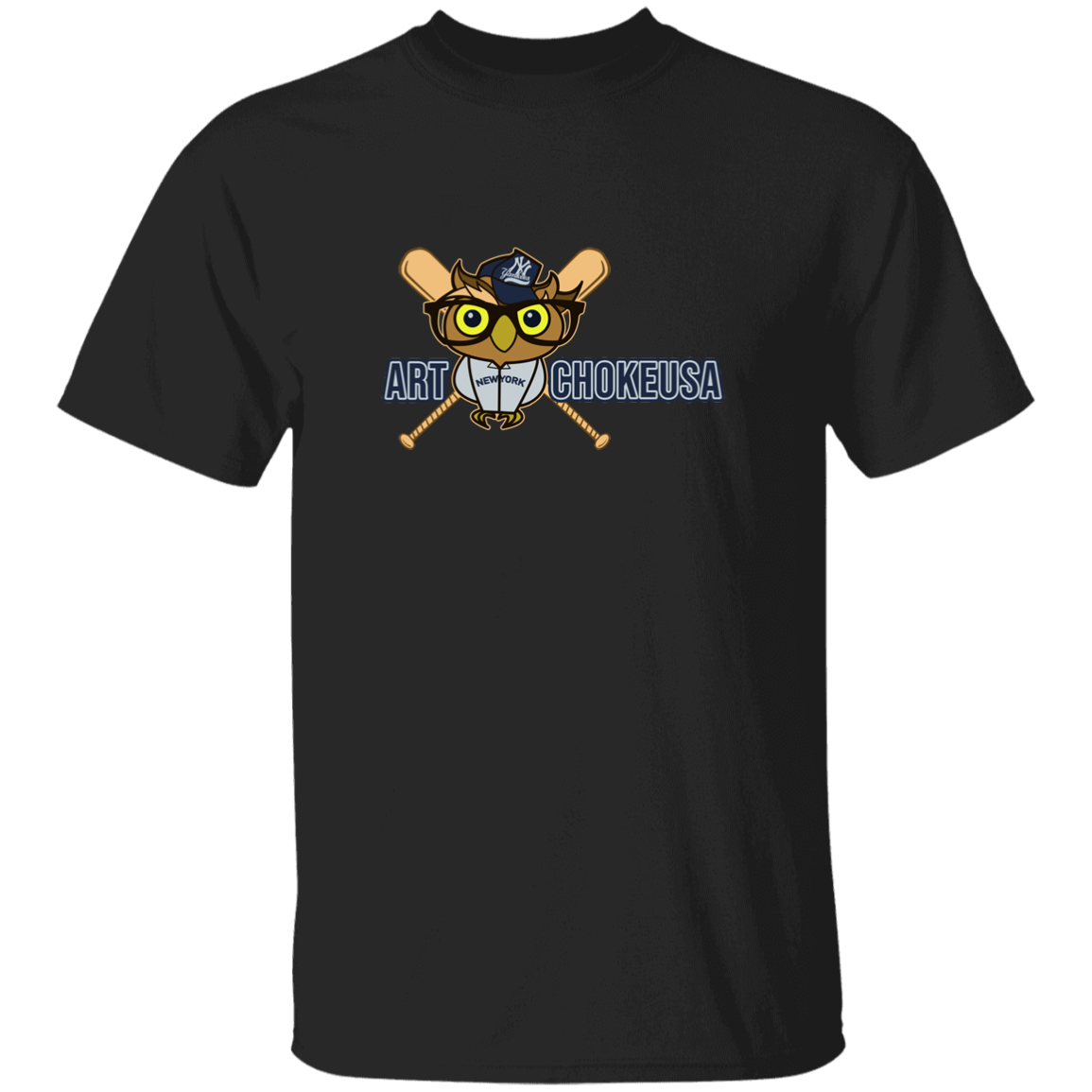 ArtichokeUSA Character and Font design. New York Owl. NY Yankees Fan Art. Let's Create Your Own Team Design Today. Youth 5.3 oz 100% Cotton T-Shirt