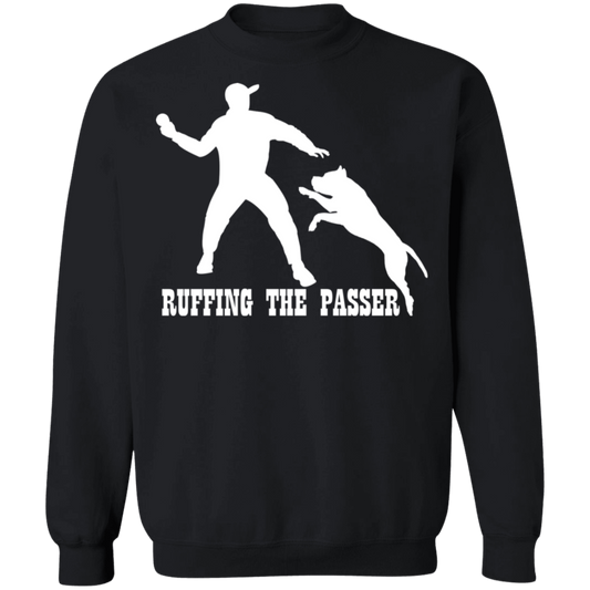 ArtichokeUSA Custom Design. Ruffing the Passer. Pitbull Edition. Male Version. Crewneck Pullover Sweatshirt