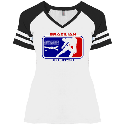 Artichoke Fight Gear Custom Design #4. MLB style BJJ. Ladies' Game V-Neck T-Shirt