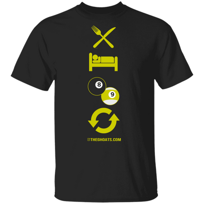 The GHOATS Custom Design #8. Eat Sleep Play 8 ball Play 9 ball Repeat. Basic 100% Cotton T-Shirt