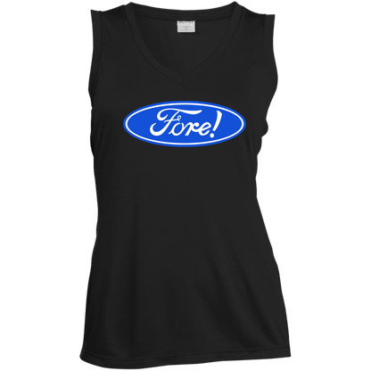 OPG Custom Design #11. Fore! Ford Parody. Ladies' Sleeveless V-Neck