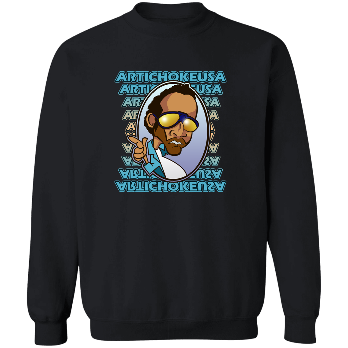 ArtichokeUSA Character and Font design. Let's Create Your Own Team Design Today. My first client Charles. Crewneck Pullover Sweatshirt