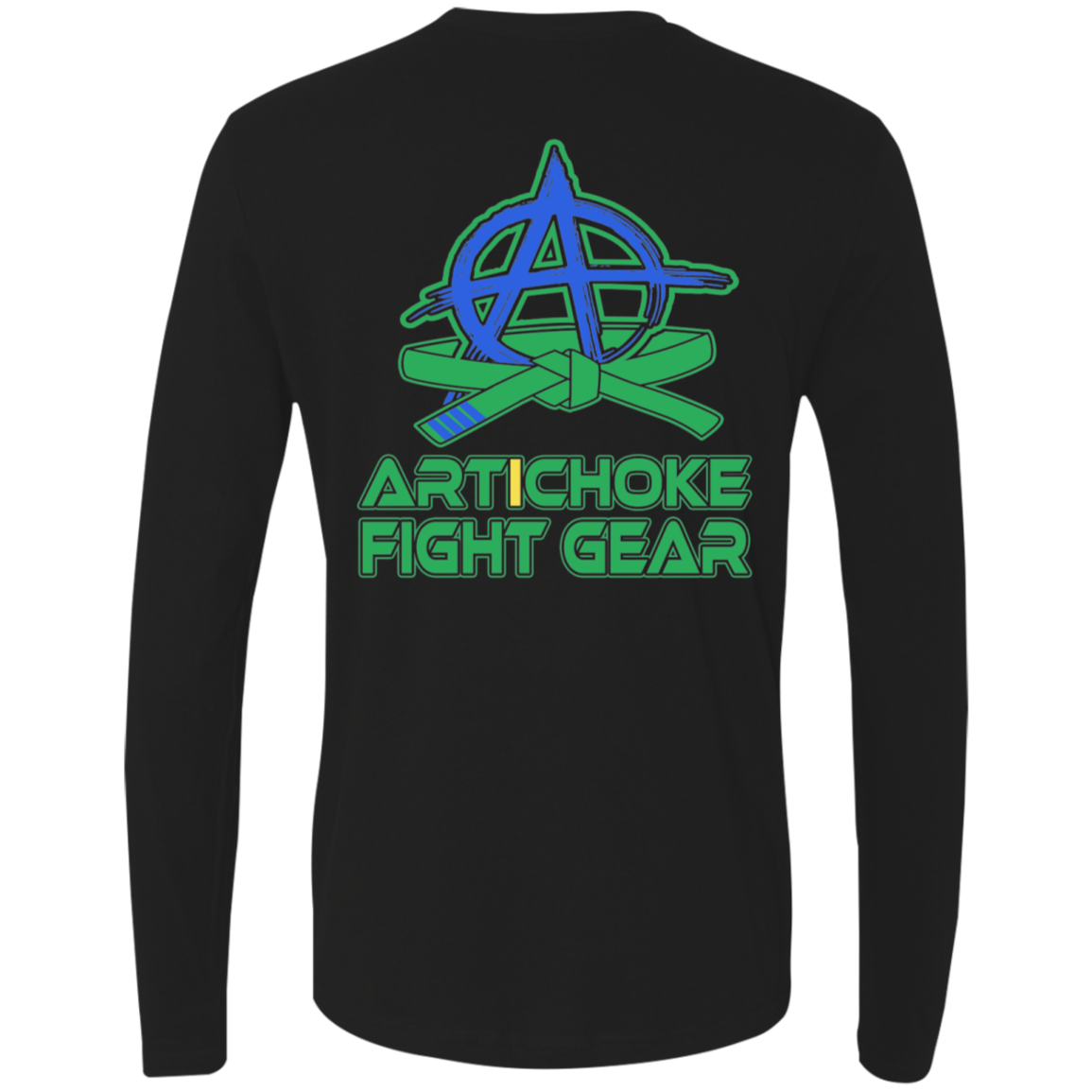 Artichoke Fight Gear Custom Design #5. BJJ MLB Brazil Flag Colors. Parody v2. Men's 100% combed ring-spun cotton long sleeve