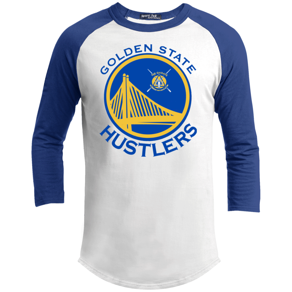 The GHOATS Custom Design. #12 GOLDEN STATE HUSTLERS.	Youth 3/4 Raglan Sleeve Shirt