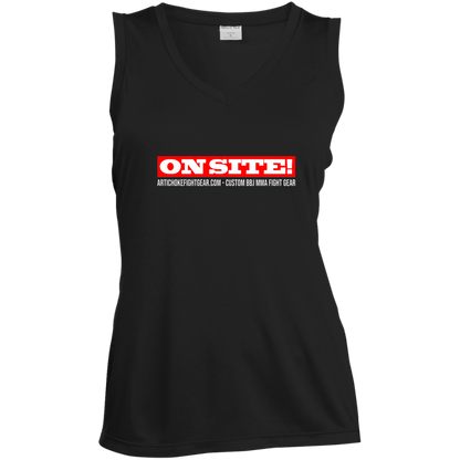 Artichoke Fight Gear Custom Design #14. ON SITE! Ladies' Sleeveless V-Neck Performance Tee